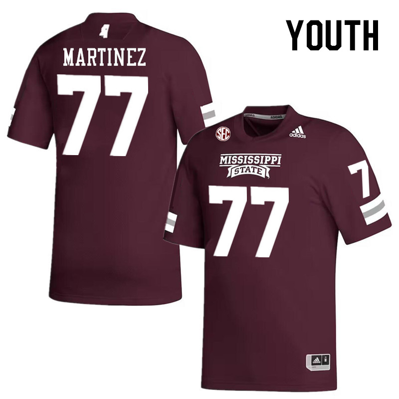 Youth #77 Marlon Martinez Mississippi State Bulldogs College Football Jerseys Stitched-Maroon